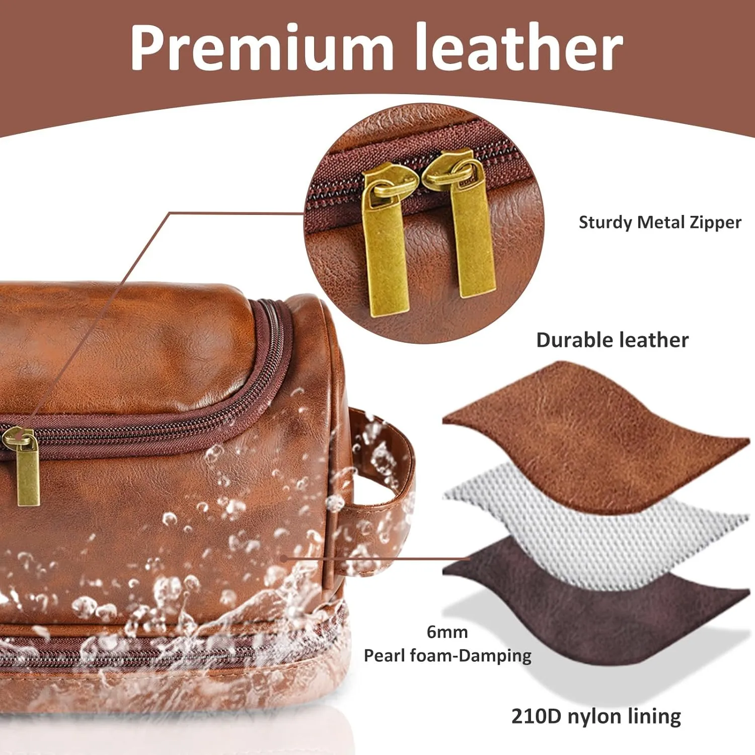 Personalized Toiletry Bag for Men, Custom Leather Toiletry Bag, Double Sided customization, Men Dopp Kit Gift, Gifts for Boyfriend, Dad, Son Husband Father's Day, Wedding, Anniversay, Birthday