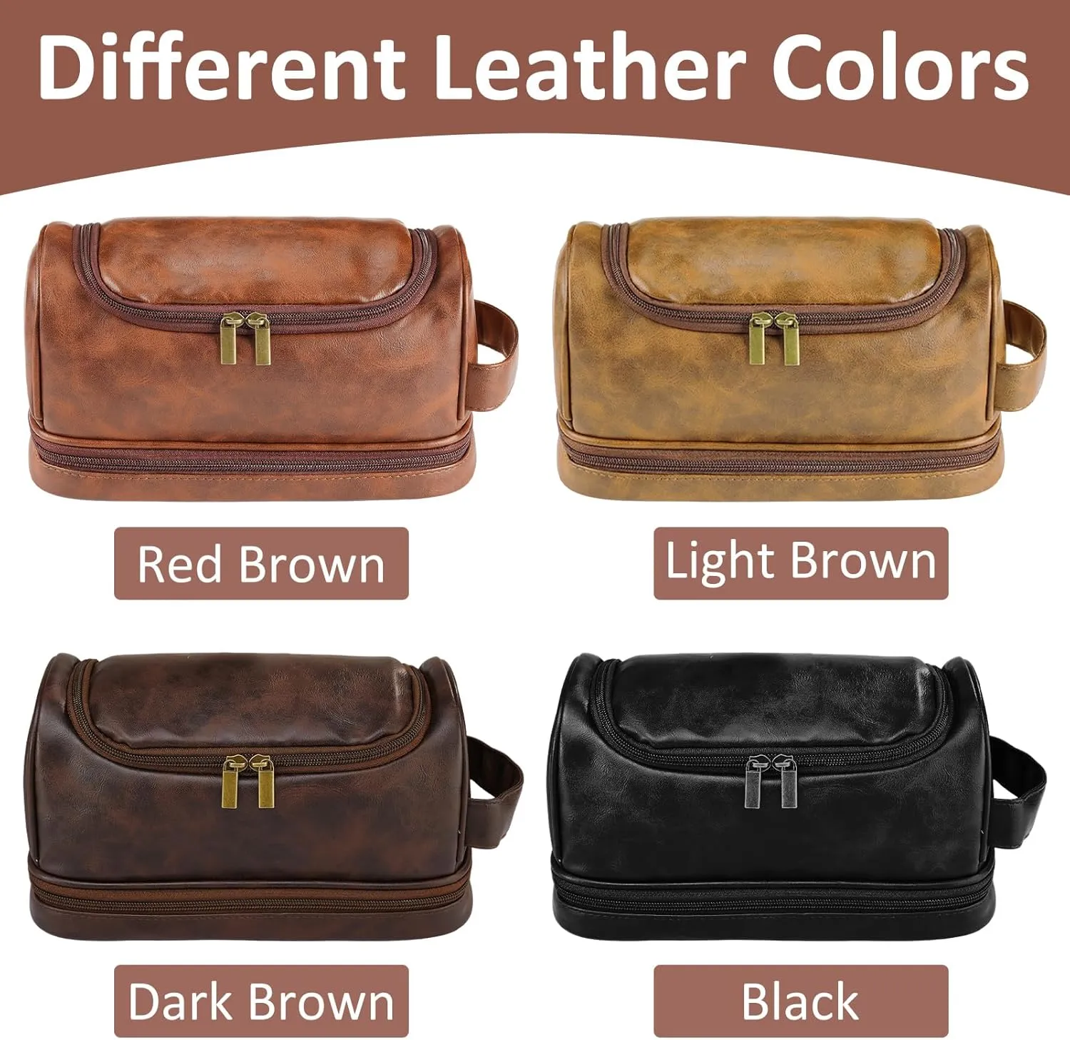 Personalized Toiletry Bag for Men, Custom Leather Toiletry Bag, Double Sided customization, Men Dopp Kit Gift, Gifts for Boyfriend, Dad, Son Husband Father's Day, Wedding, Anniversay, Birthday