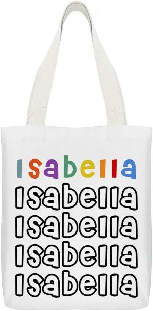 Personalized Tote Bag Custom Name Canvas Bag Customized Reusable Shoulder Tote Bag for Travel Birthday Holiday Gifts