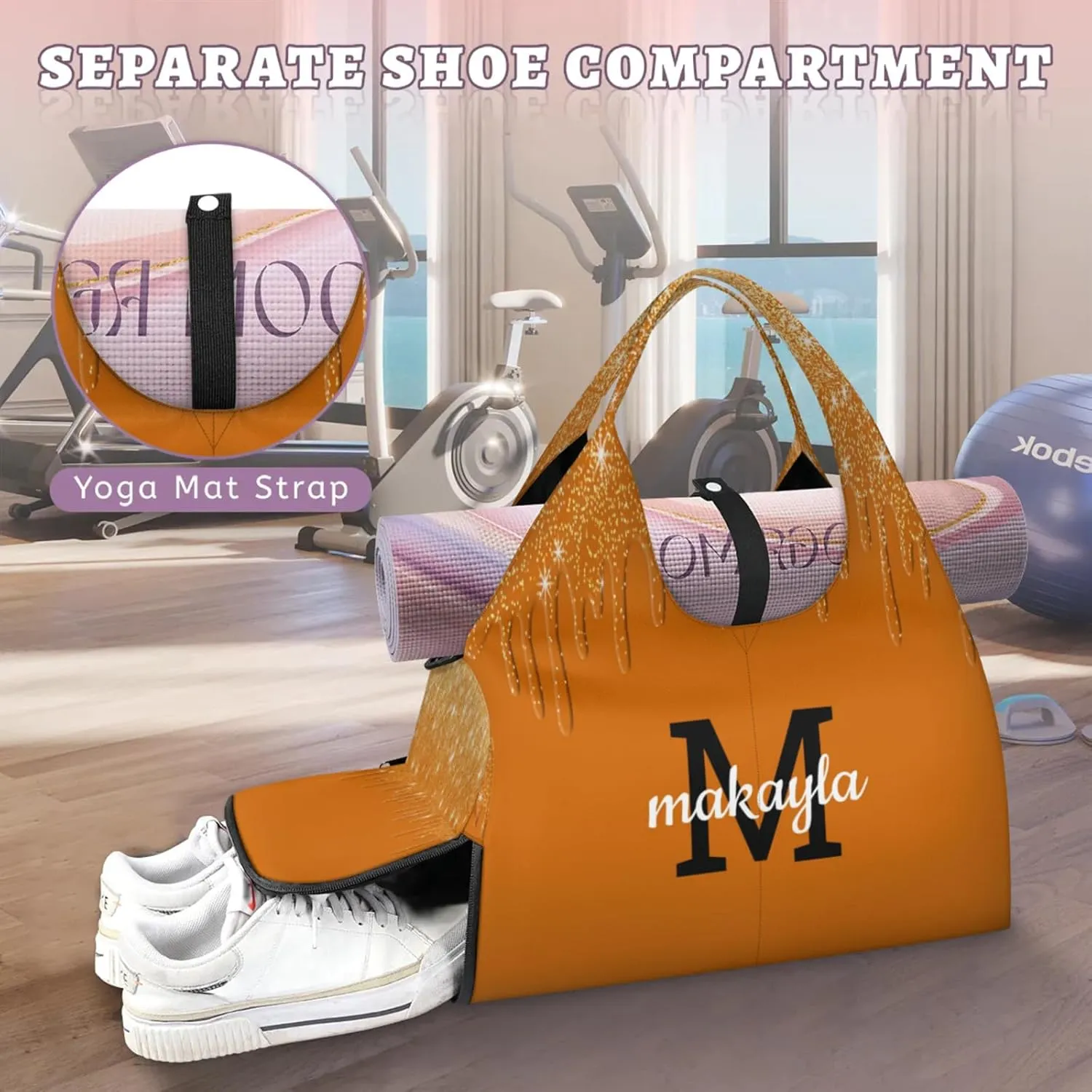 Personalized Yoga Mat Tote Bag for Workout, Pilates,Travel, Beach and Gym Custom Sports Gym Duffle Bag with Name