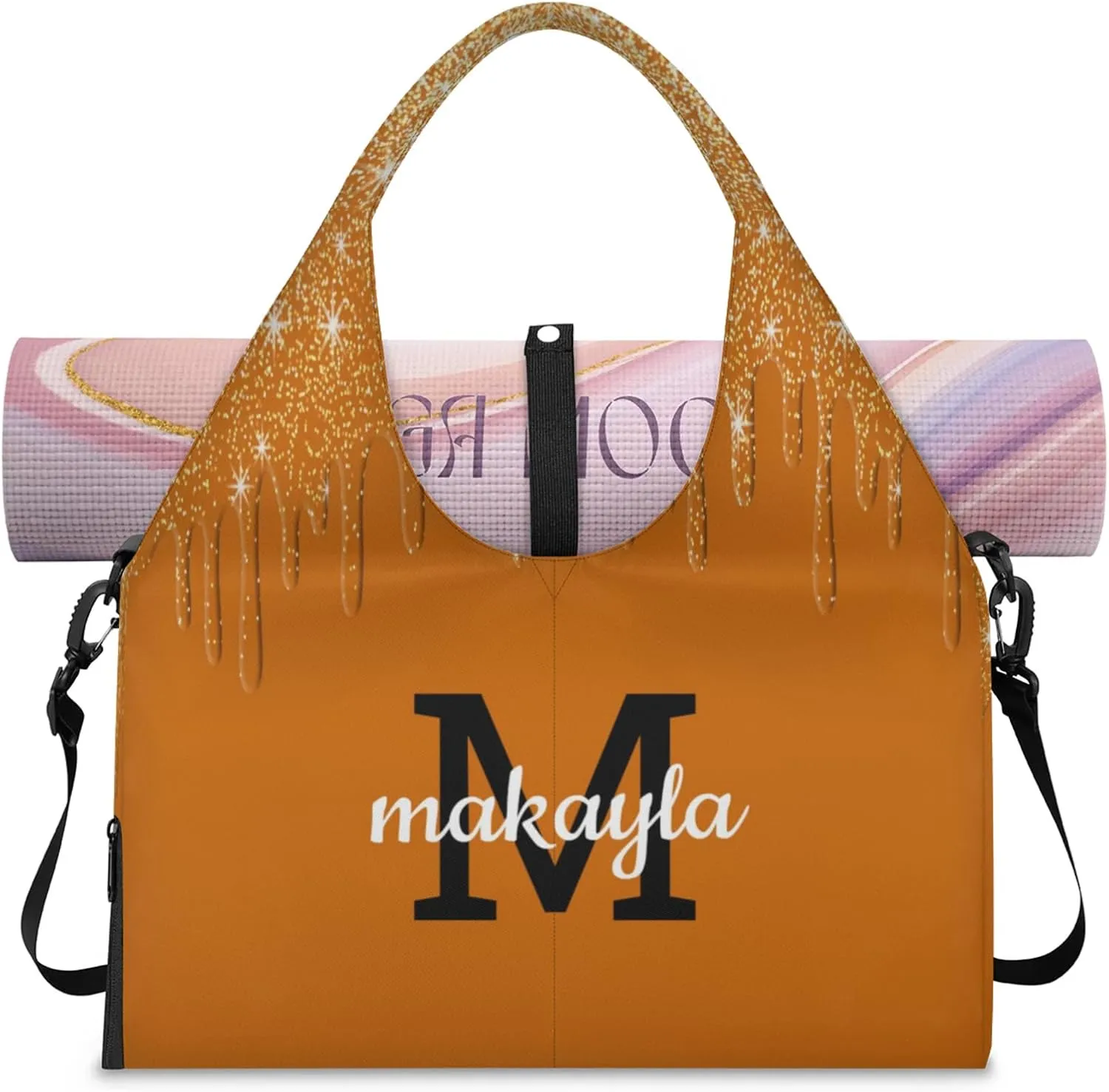 Personalized Yoga Mat Tote Bag for Workout, Pilates,Travel, Beach and Gym Custom Sports Gym Duffle Bag with Name