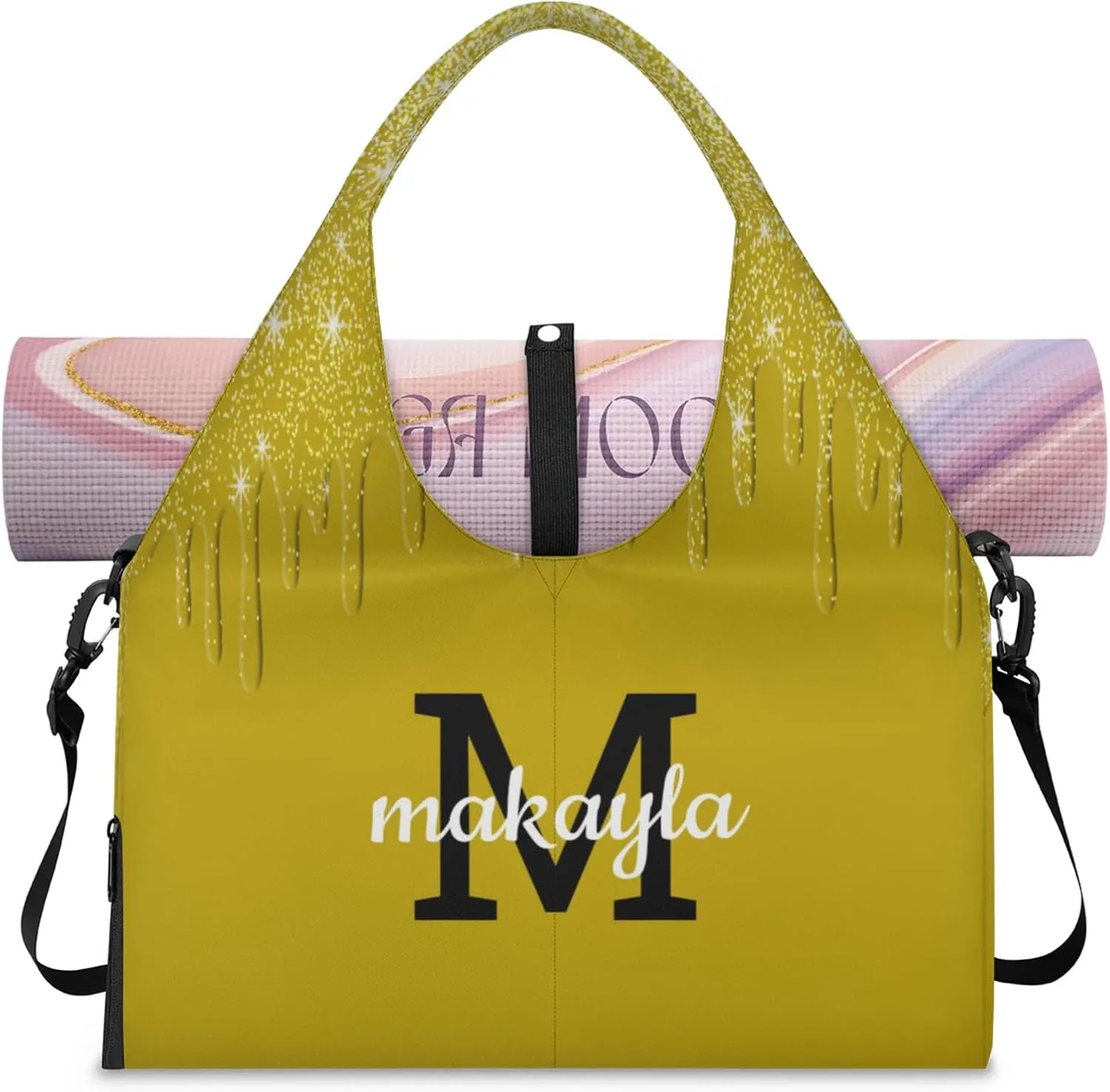 Personalized Yoga Mat Tote Bag for Workout, Pilates,Travel, Beach and Gym Custom Sports Gym Duffle Bag with Name