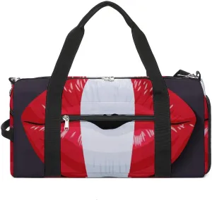 Peru Flag Lips Duffel Bag for Men Women with Shoe Compartment Lightweight Gym Bag