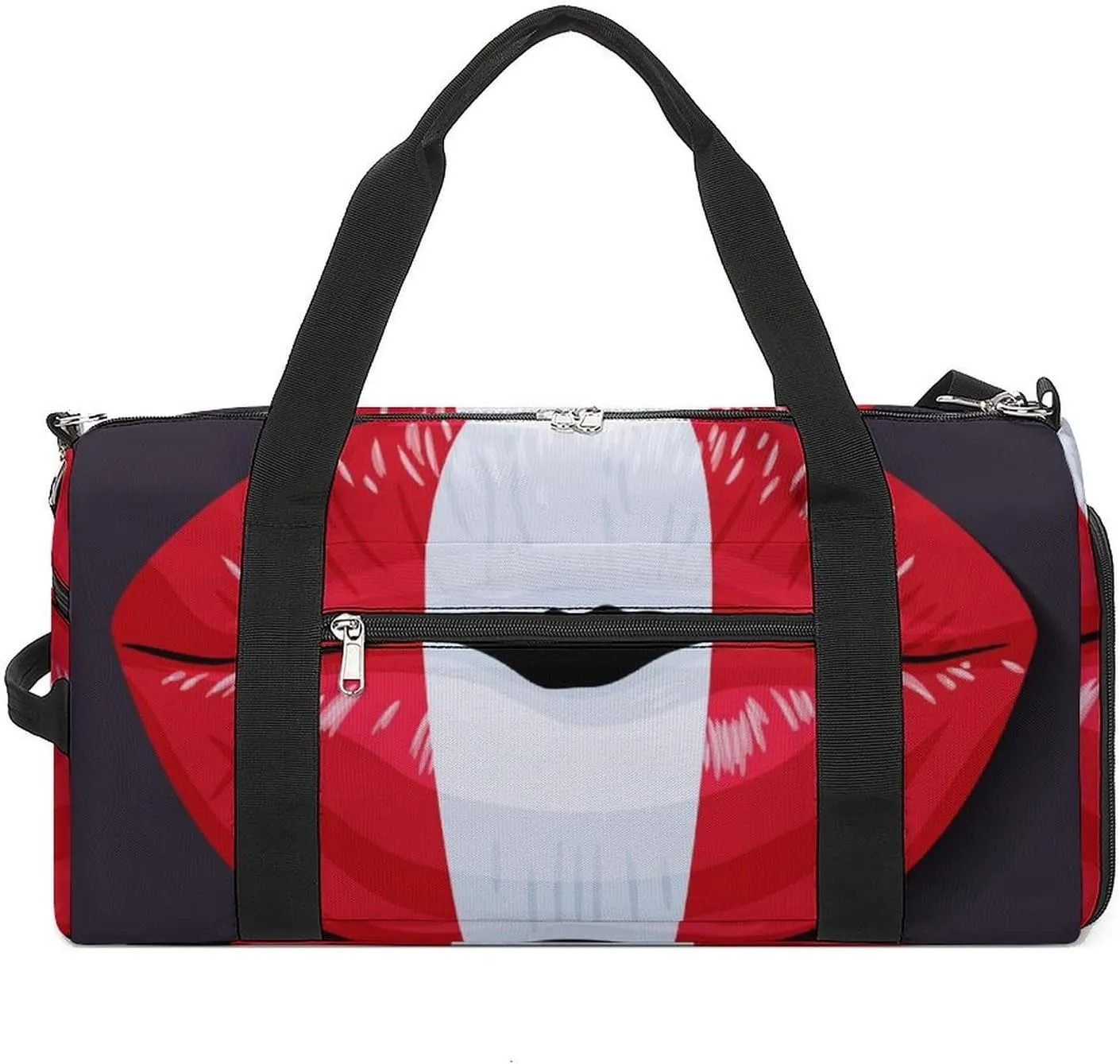 Peru Flag Lips Duffel Bag for Men Women with Shoe Compartment Lightweight Gym Bag