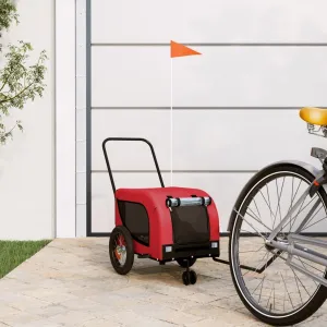 Pet Bike Trailer Durable Fabric and Iron Construction for Comfort and Safety, Red and Black