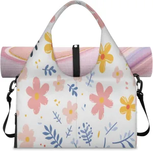 Petal Parade Waterproof Gym Bag for Men Women, Sports Duffel Bag with Shoe Compartment Yoga Mat Holder, Portable Large Travel Bag for Fitness, Camping, Weekend Trips
