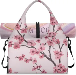 Petal Symphony Tote Bag for Women with Zipper, Gym Tote with Compartments, Work Tote Nurse Dance Yoga Bag for Sport, Travel