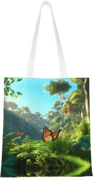 PHAYAH Grasshopper Butterfly Pattern Canvas Tote Bag Aesthetic For Women Reusable Cloth Cotton Bags For Shopping Beach Grocery