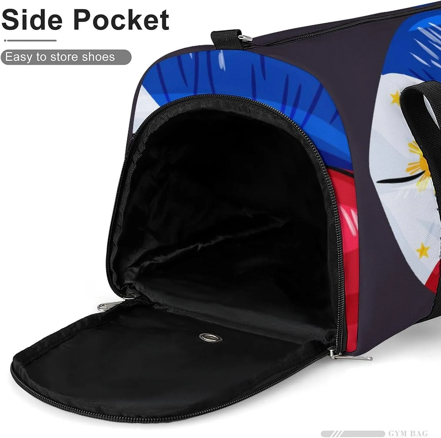 Philippines Flag Lips Duffel Bag for Men Women with Shoe Compartment Lightweight Gym Bag