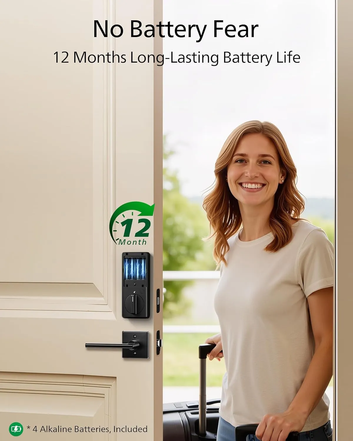 Philips Fingerprint Keyless Entry Door Lock, Electronic Door Lock with Touchscreen, Long-Lasting Battery, Auto Locking, One-Time Code, Keypad Deadbolt, One-Touch Locking, Matte Black