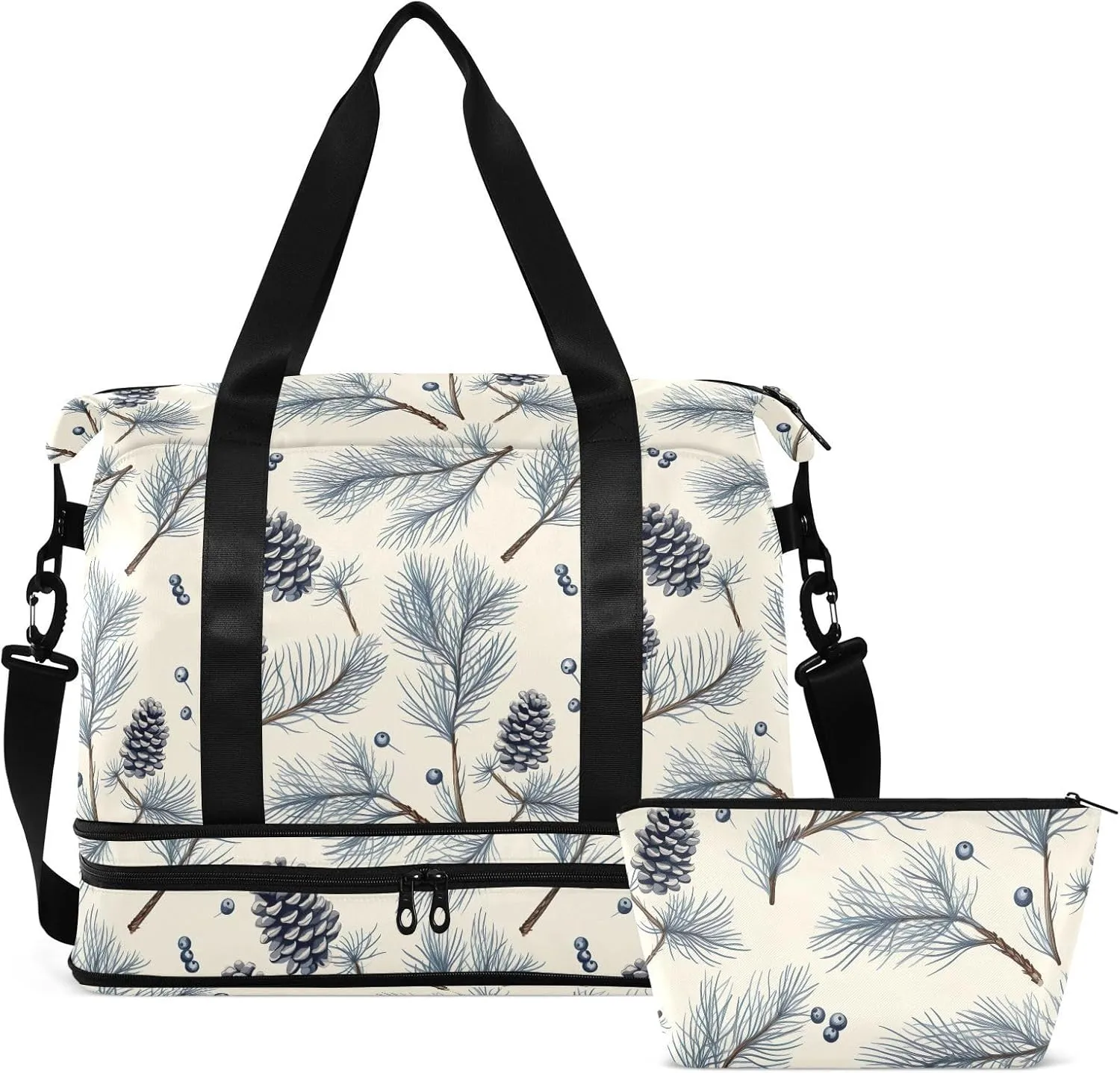 Pine Cones Gym Bag for Women & Men,Duffel Bag with Shoe Pocket,Weekender Overnight Bag with Trolley Sleeve for Travel 21214894