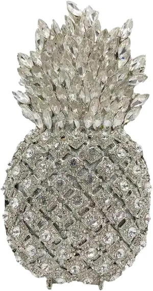 Pineapple Style Rhinestone Clutch Realistic Evening Bag Shining Crystal Purse for Cocktail Party Prom Wedding