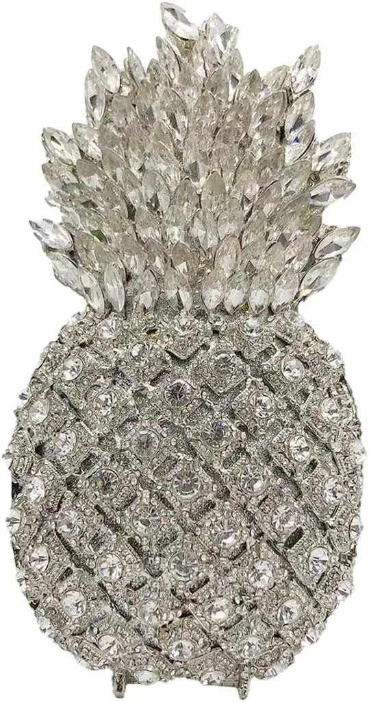 Pineapple Style Rhinestone Clutch Realistic Evening Bag Shining Crystal Purse for Cocktail Party Prom Wedding