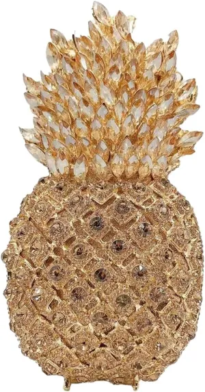 Pineapple Style Rhinestone Clutch Realistic Evening Bag Shining Crystal Purse for Cocktail Party Prom Wedding