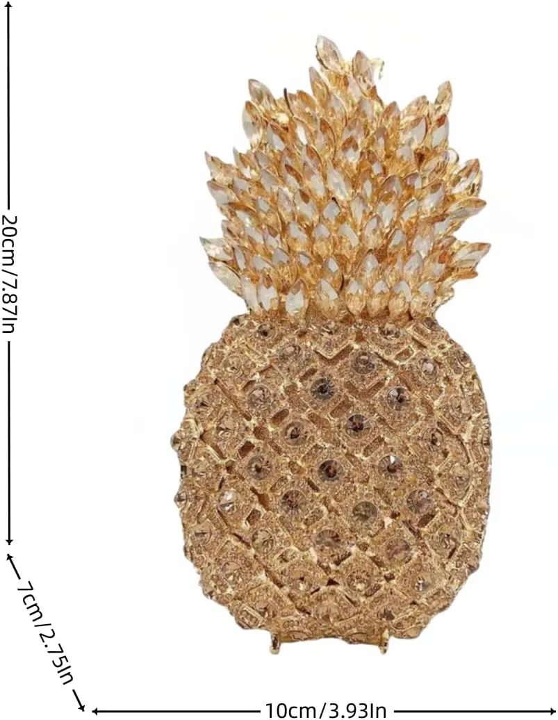 Pineapple Style Rhinestone Clutch Realistic Evening Bag Shining Crystal Purse for Cocktail Party Prom Wedding