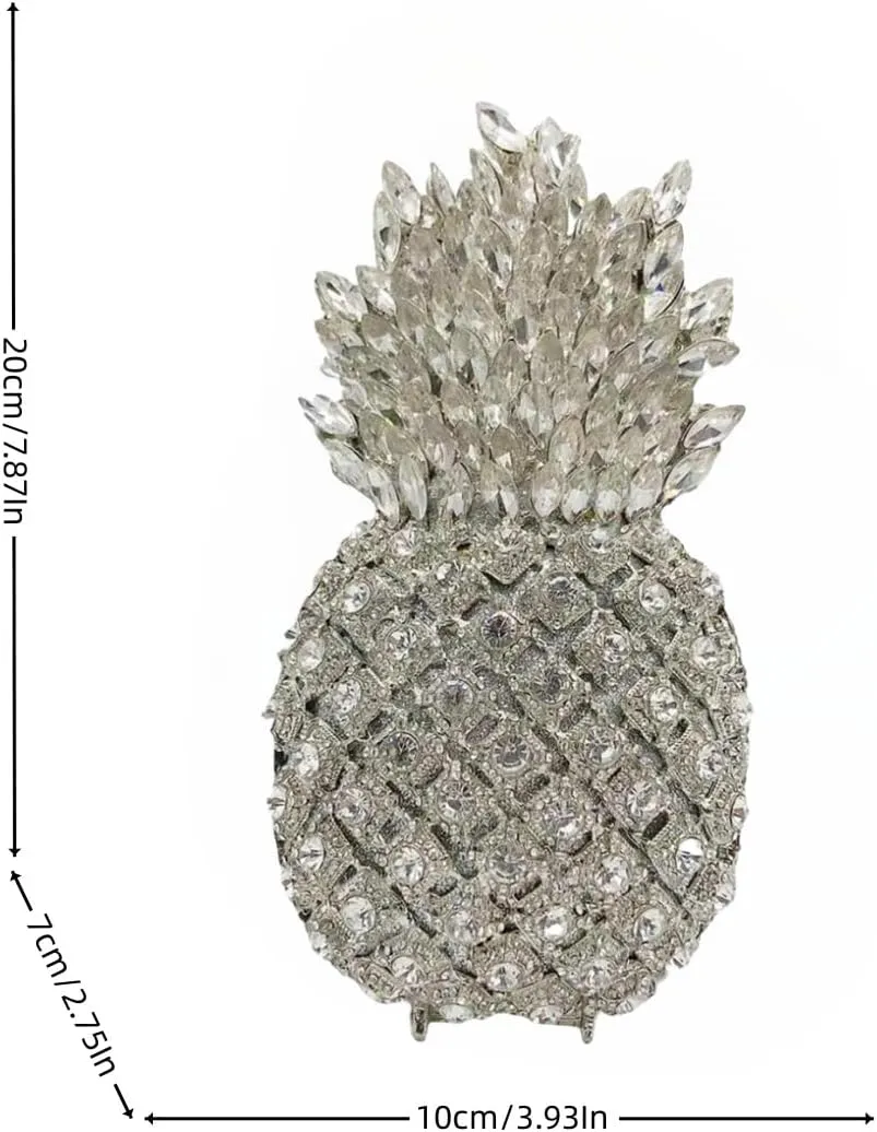 Pineapple Style Rhinestone Clutch Realistic Evening Bag Shining Crystal Purse for Cocktail Party Prom Wedding