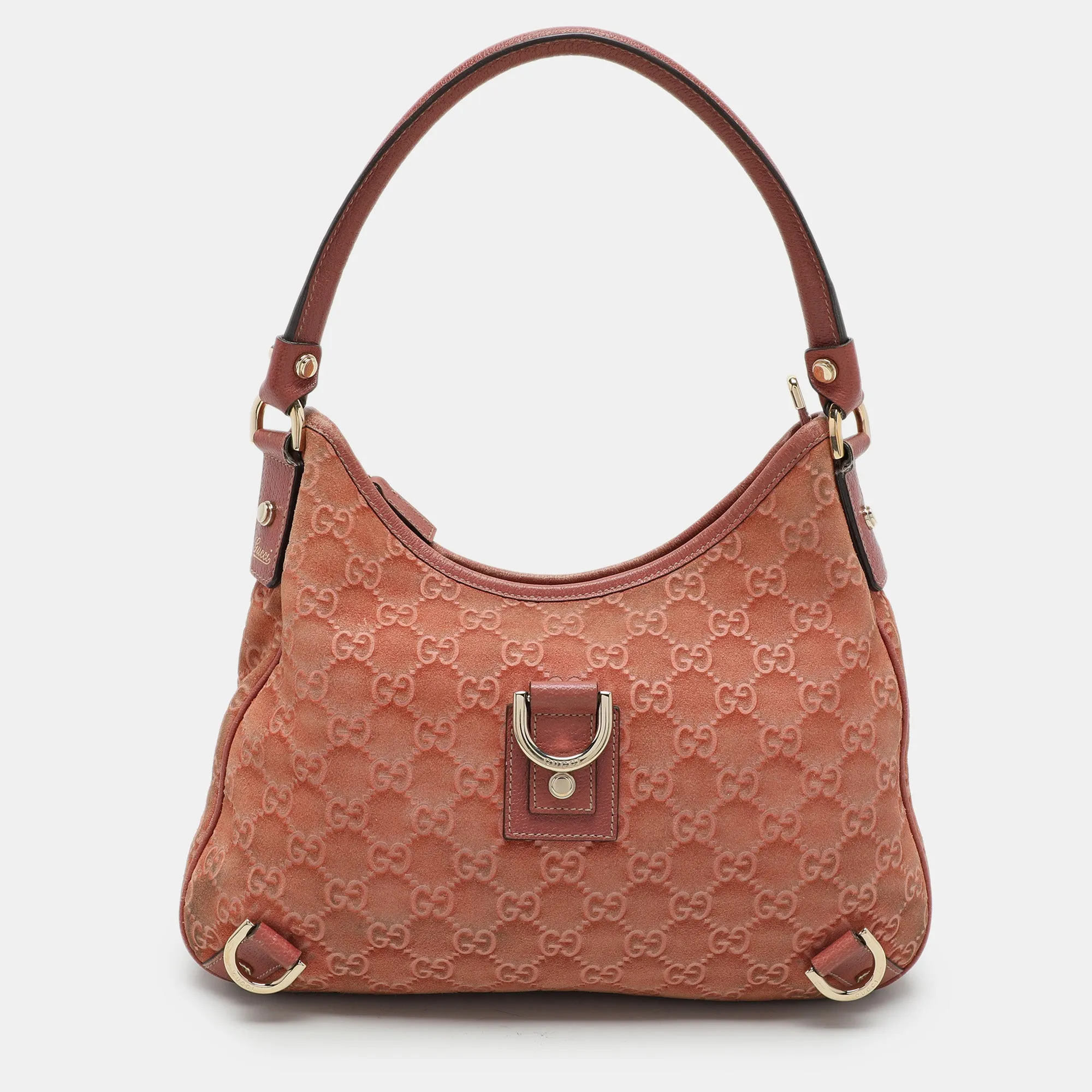 Pink Guccisssima Suede Abbey D-Ring Hobo