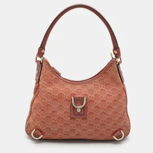 Pink Guccisssima Suede Abbey D-Ring Hobo