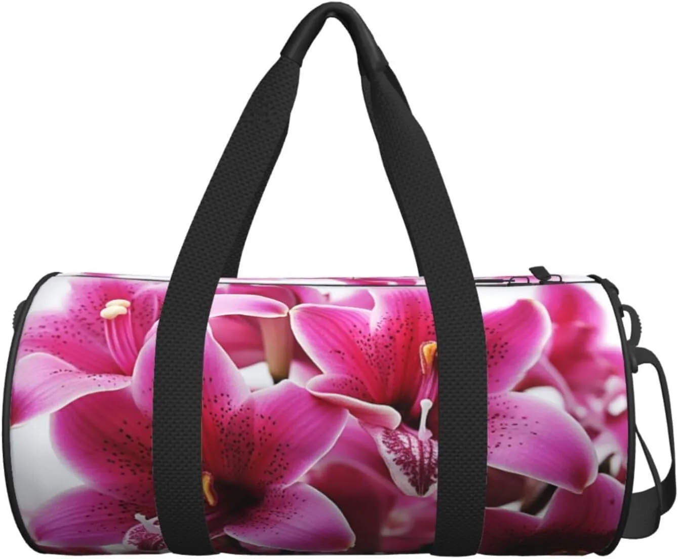 Pink Lily Flowers Travel Duffle Bag for Men Women Sport Gym Bag Foldable Weekender Bag Carry on Overnight Bag for Travel Swimming Basketball