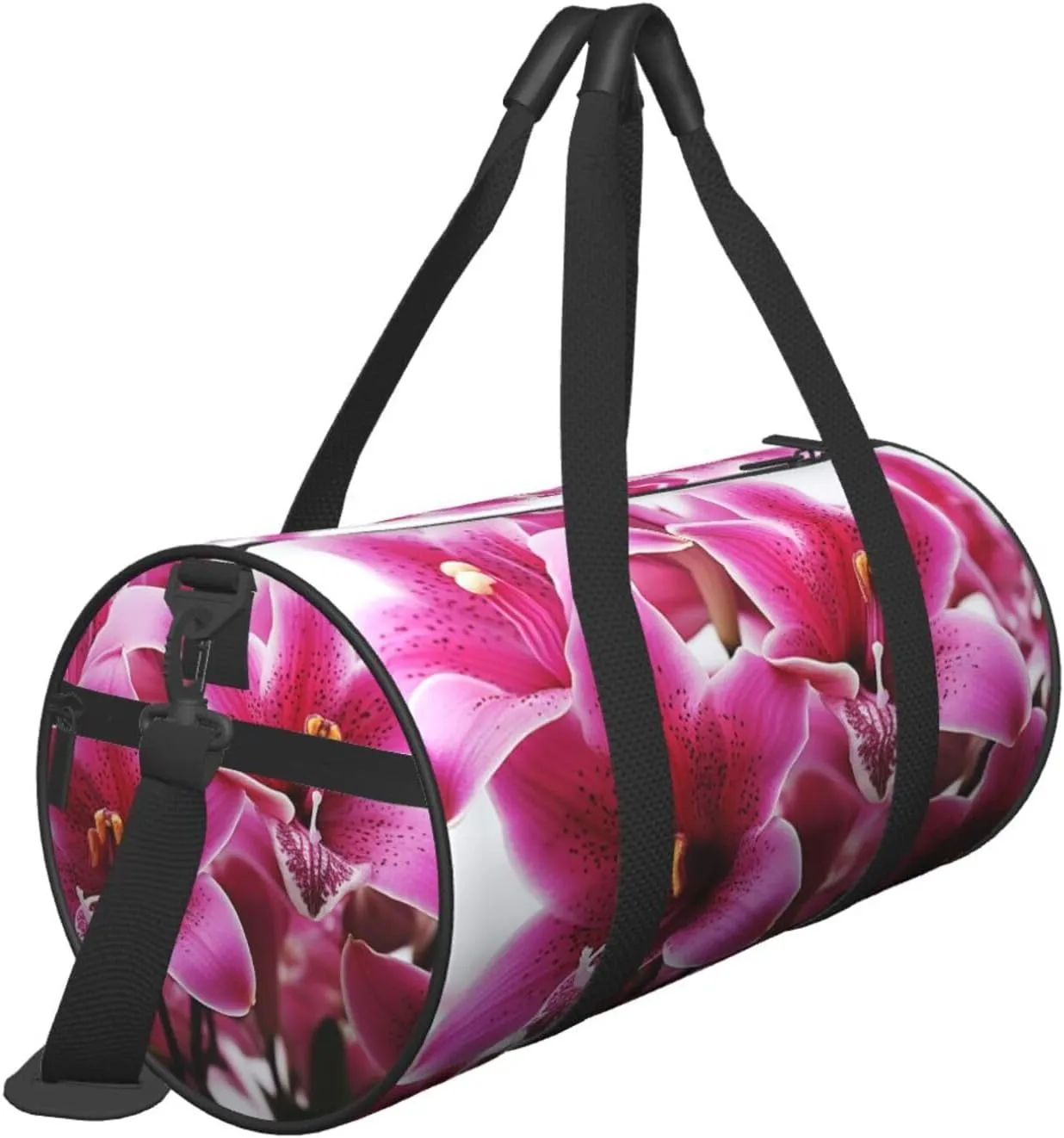 Pink Lily Flowers Travel Duffle Bag for Men Women Sport Gym Bag Foldable Weekender Bag Carry on Overnight Bag for Travel Swimming Basketball