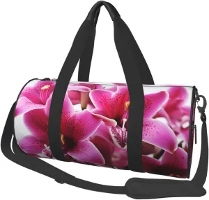 Pink Lily Flowers Travel Duffle Bag for Men Women Sport Gym Bag Foldable Weekender Bag Carry on Overnight Bag for Travel Swimming Basketball
