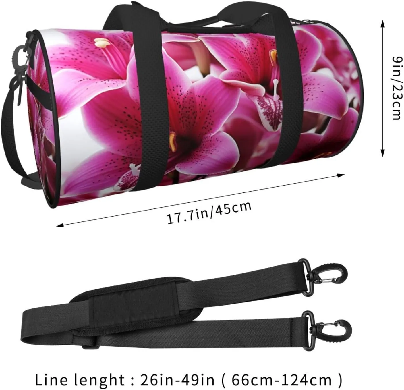 Pink Lily Flowers Travel Duffle Bag for Men Women Sport Gym Bag Foldable Weekender Bag Carry on Overnight Bag for Travel Swimming Basketball