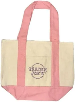 Pink Mini Pastel Canvas Tote Reusable Bag, Appr 13 x 6 x 11 inches, by Trader Joes – Pack of 1