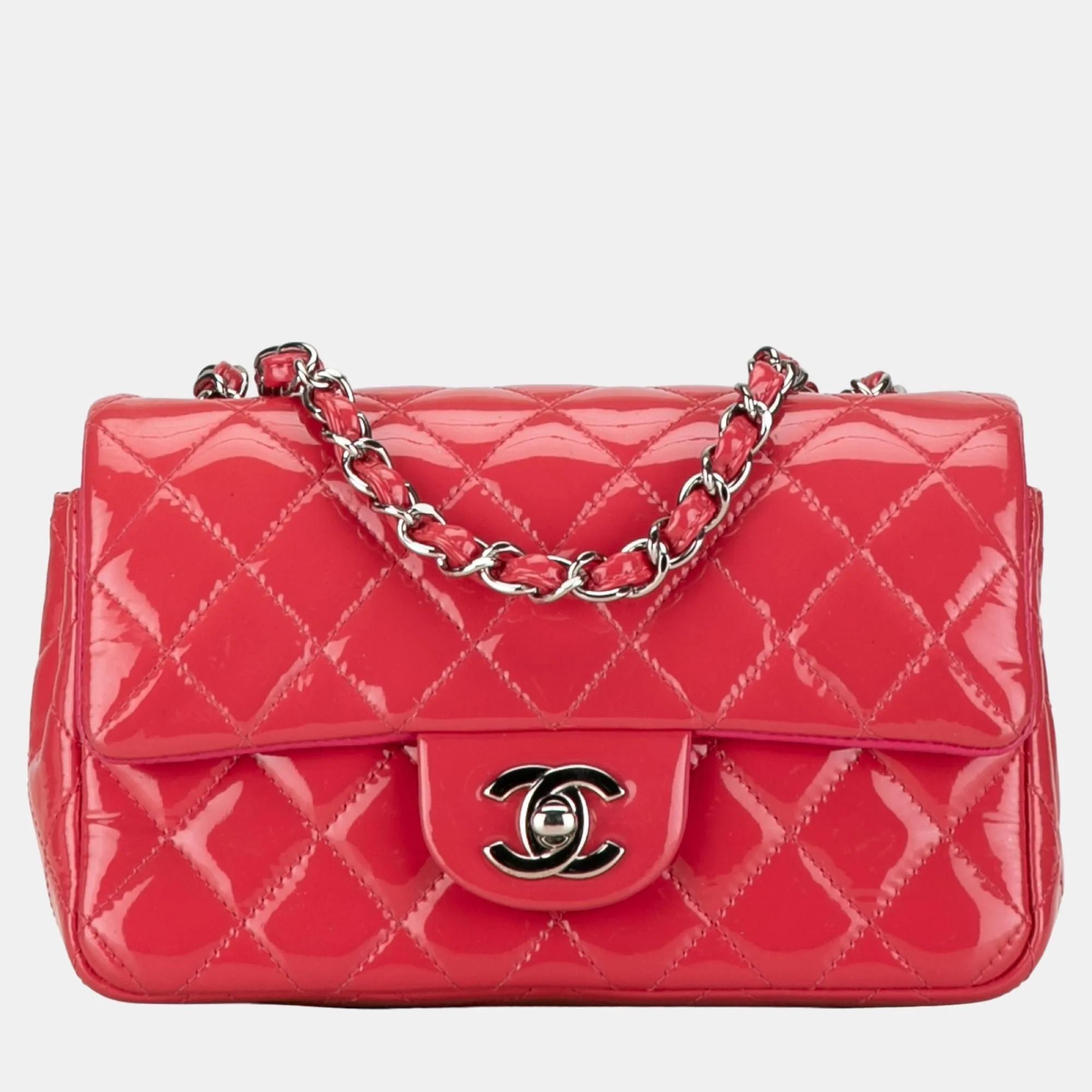 Pink Mini Rectangular Classic Patent Single Flap