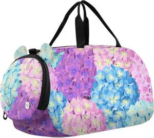 Pink Purple Blue Hydrangea Flowers Duffel Bags for Boys Small Gym Bags for Teens Dance Bag for Girls