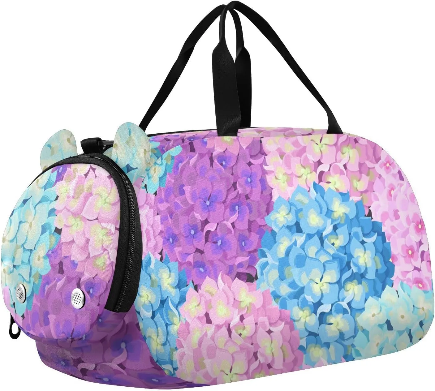 Pink Purple Blue Hydrangea Flowers Duffel Bags for Boys Small Gym Bags for Teens Dance Bag for Girls