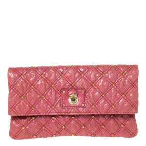 Pink Studded Leather Eugenie Clutch