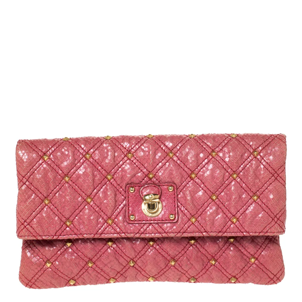 Pink Studded Leather Eugenie Clutch