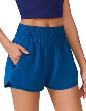 PINSPARK Running Shorts for Women Quick Dry High Waisted Athletic Short 2 in 1 Workout Gym Shorts with Zipper Pockets