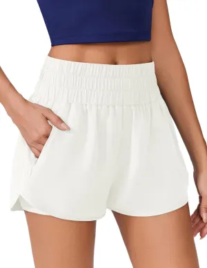PINSPARK Running Shorts for Women Quick Dry High Waisted Athletic Short 2 in 1 Workout Gym Shorts with Zipper Pockets