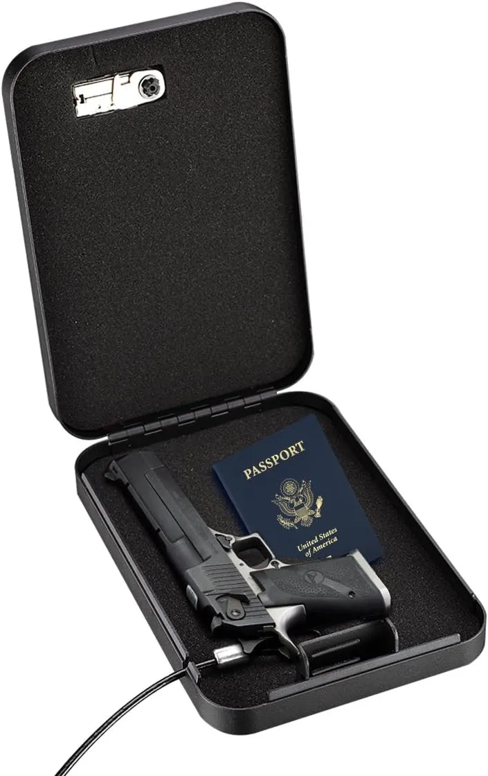 Pistol Safe, Portable Travel Gun Safe,Handgun Lock Box, Gun Safes for Cars, Black