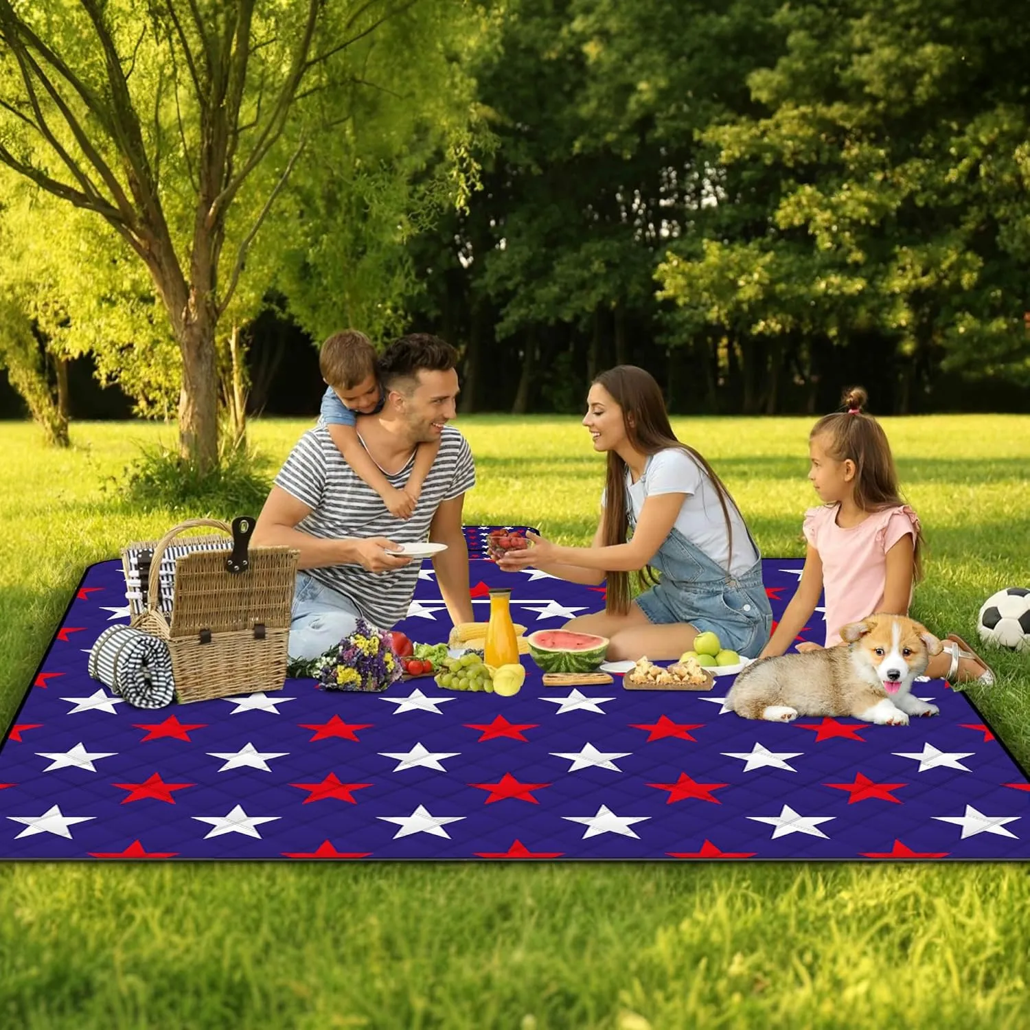 Poedist Extra Large Picnic Blanket Waterproof,80"x 80"Foldable Machine Washable Beach Blanket,Outdoor Blanket for 6-8 Adults,Suitable for Indoor Crawling,Park Beach,Camping,Hiking,Family Travel(Star)