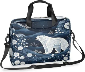Polar Bear 16 Inch Laptop Bag Case 15 15.6 Computer Shoulder Messenger Bag Waterproof Bear Art Laptop Carrying Case with Adjustable Shoulder Strap for Men, Women