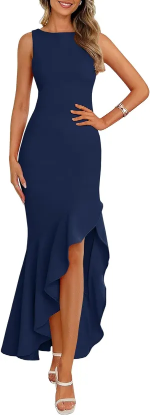PRETTYGARDEN Wedding Guest Dresses for Women 2025 Summer Formal Gala Maxi Dress Ruffle Mermaid Cocktail Long Dresses