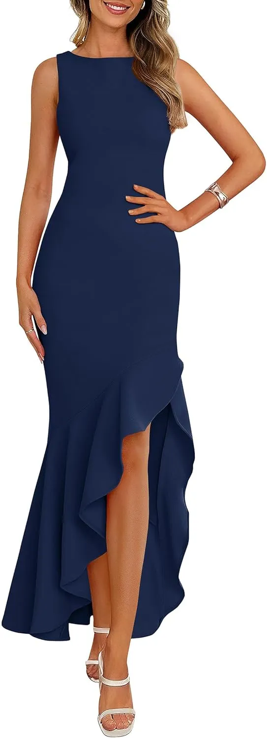 PRETTYGARDEN Wedding Guest Dresses for Women 2025 Summer Formal Gala Maxi Dress Ruffle Mermaid Cocktail Long Dresses