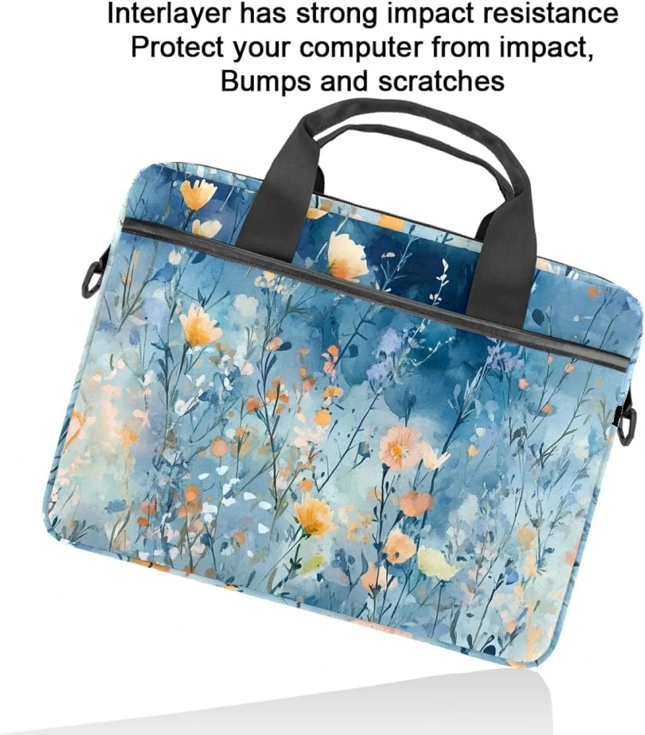 Protective Laptop Shoulder Messenger Bag Art Black Marble Texture Briefcase Carrying Case Sleeve