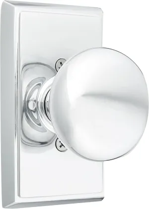 Providence Door Set with Round Brass Knobs Privacy in Polished Chrome. Doorsets.