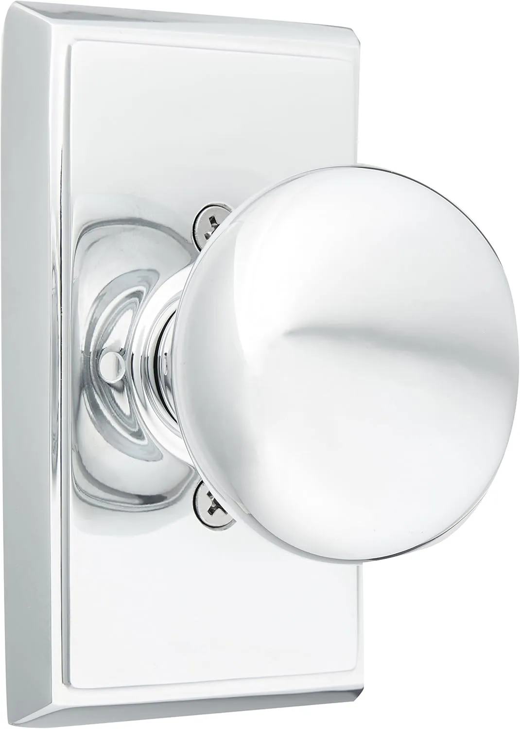 Providence Door Set with Round Brass Knobs Privacy in Polished Chrome. Doorsets.