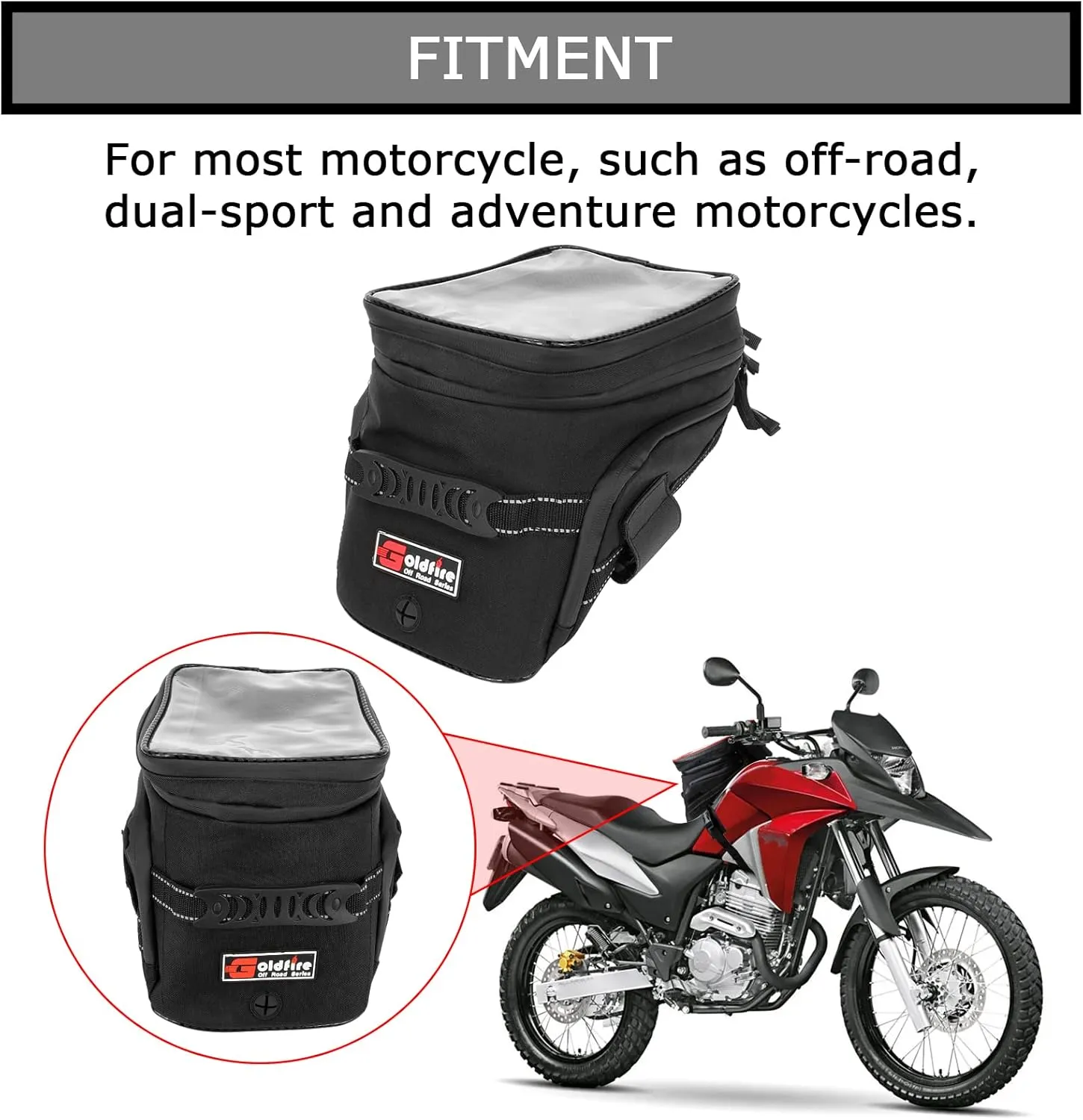 PSLER Motorcycle Tank Bag,Gas Oil Fuel Tank Bag,Waterproof Saddle Bag Reflective Shoulder Bag,2022 Upgraded (Black)