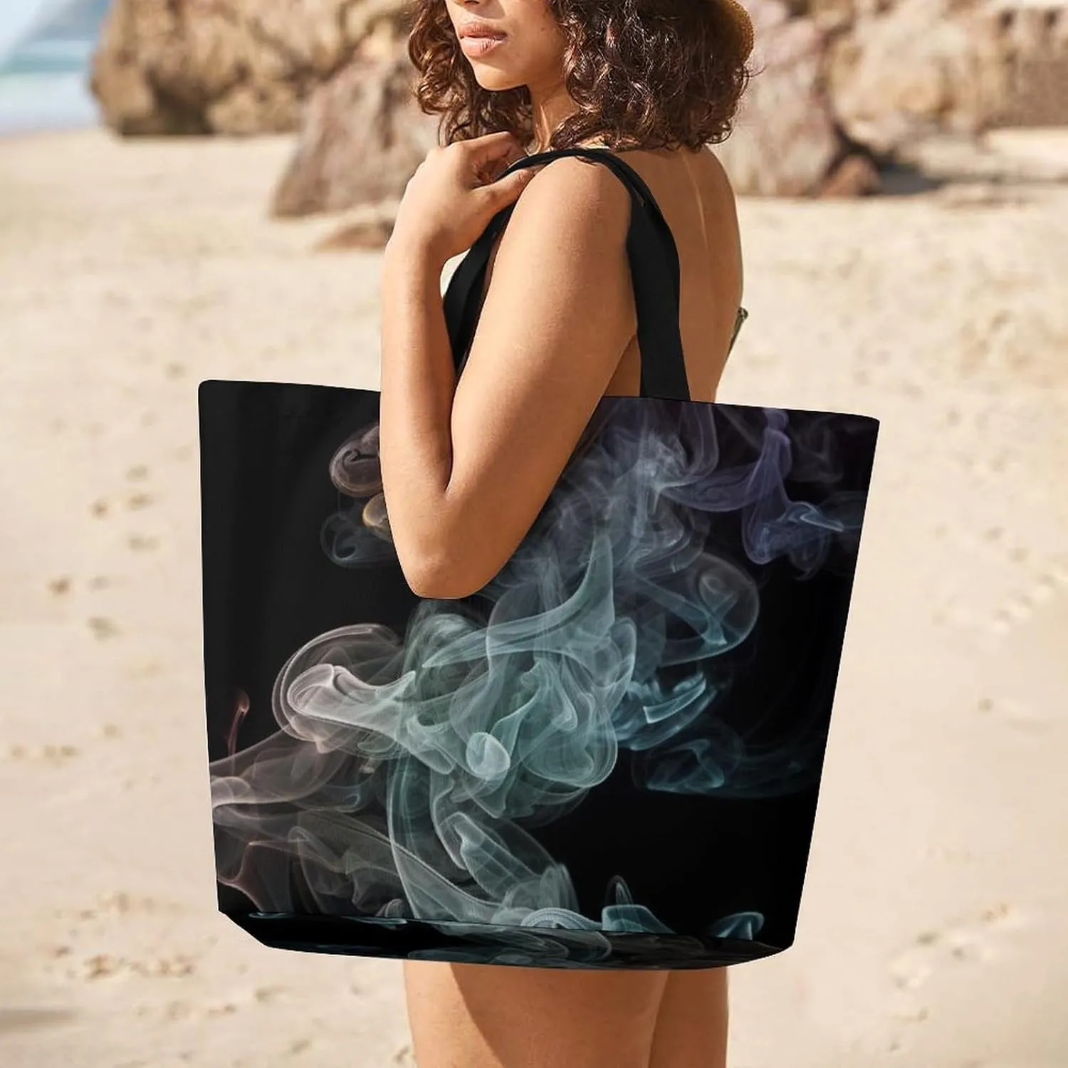Psychedelic Smoke Tote Bag for Women Reusable Grocery Shoulder Bag Shopping Bags for Travel, Groceries
