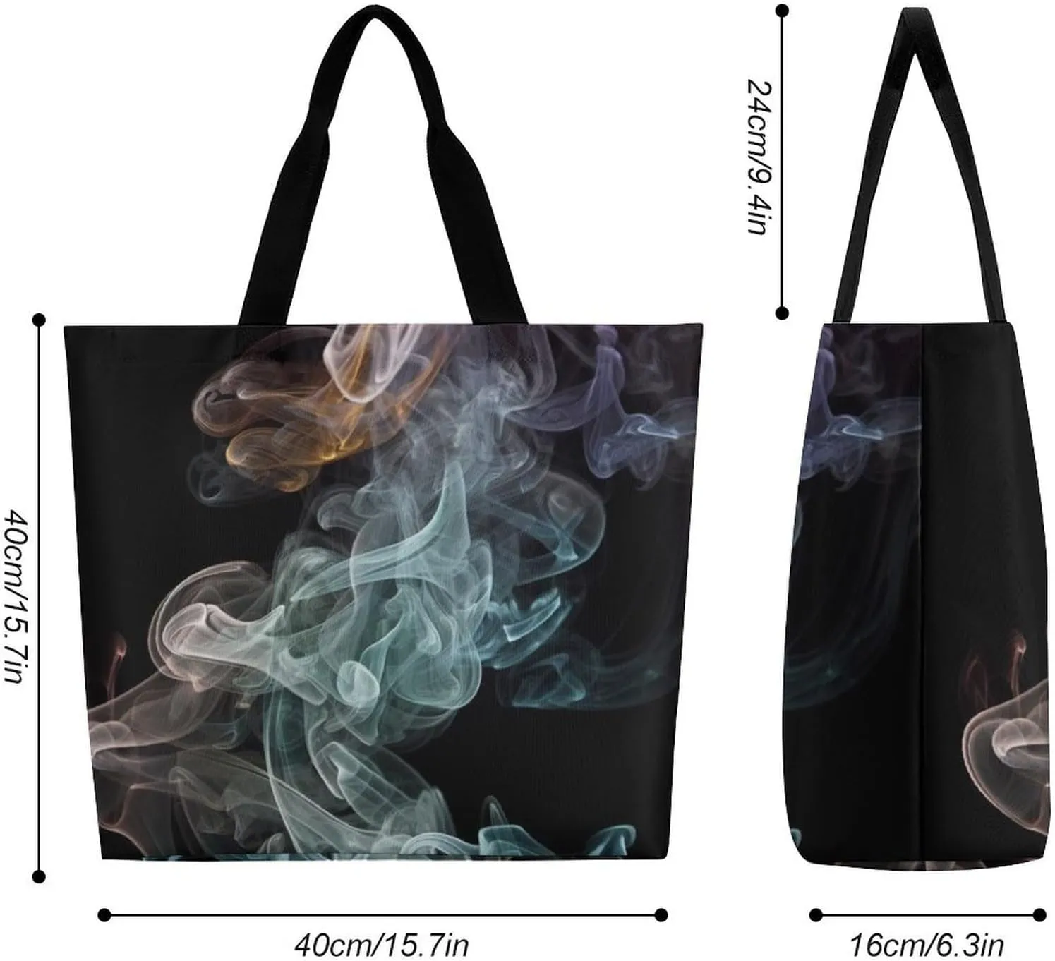 Psychedelic Smoke Tote Bag for Women Reusable Grocery Shoulder Bag Shopping Bags for Travel, Groceries