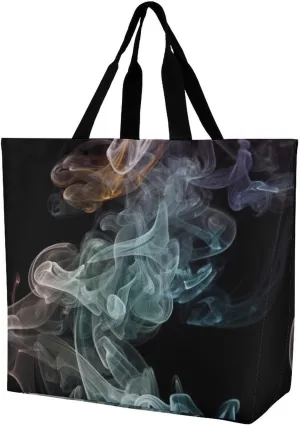 Psychedelic Smoke Tote Bag for Women Reusable Grocery Shoulder Bag Shopping Bags for Travel, Groceries