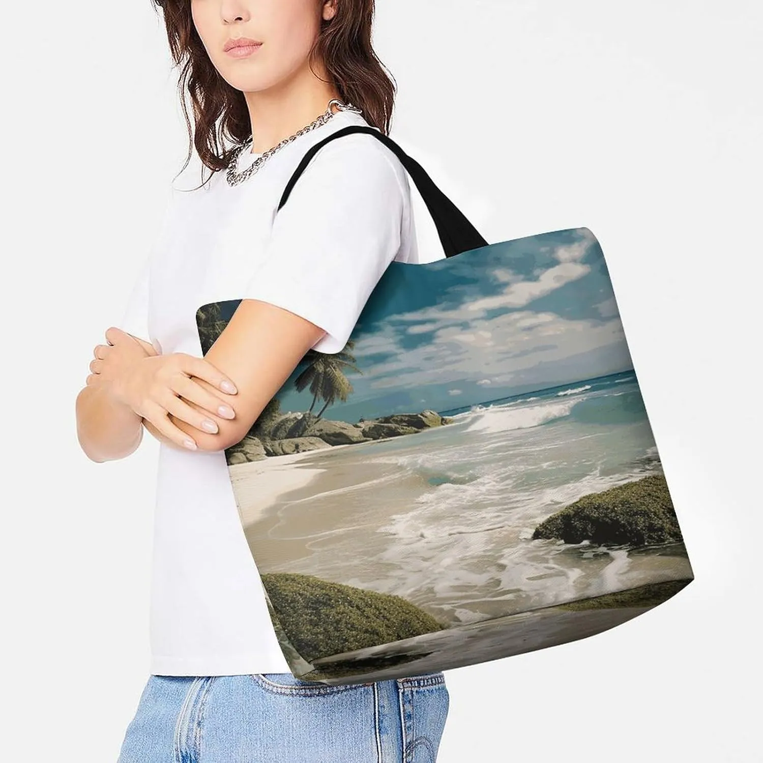 Psychedelic Smoke Tote Bag for Women Reusable Grocery Shoulder Bag Shopping Bags for Travel, Groceries