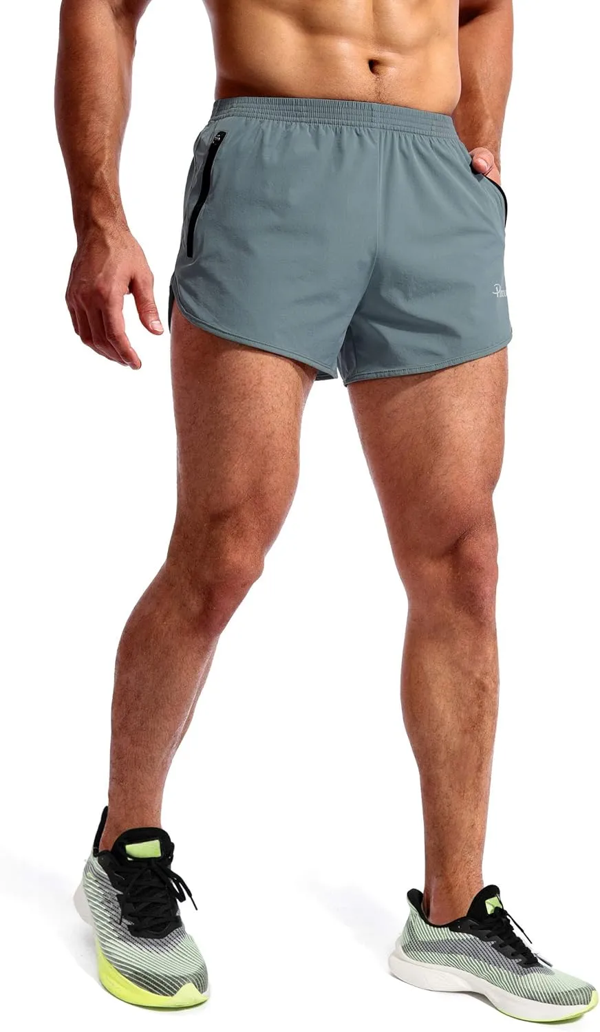 Pudolla Men’s Running Shorts 3 Inch Quick Dry Gym Athletic Workout Shorts for Men with Zipper Pockets