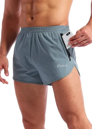 Pudolla Men’s Running Shorts 3 Inch Quick Dry Gym Athletic Workout Shorts for Men with Zipper Pockets