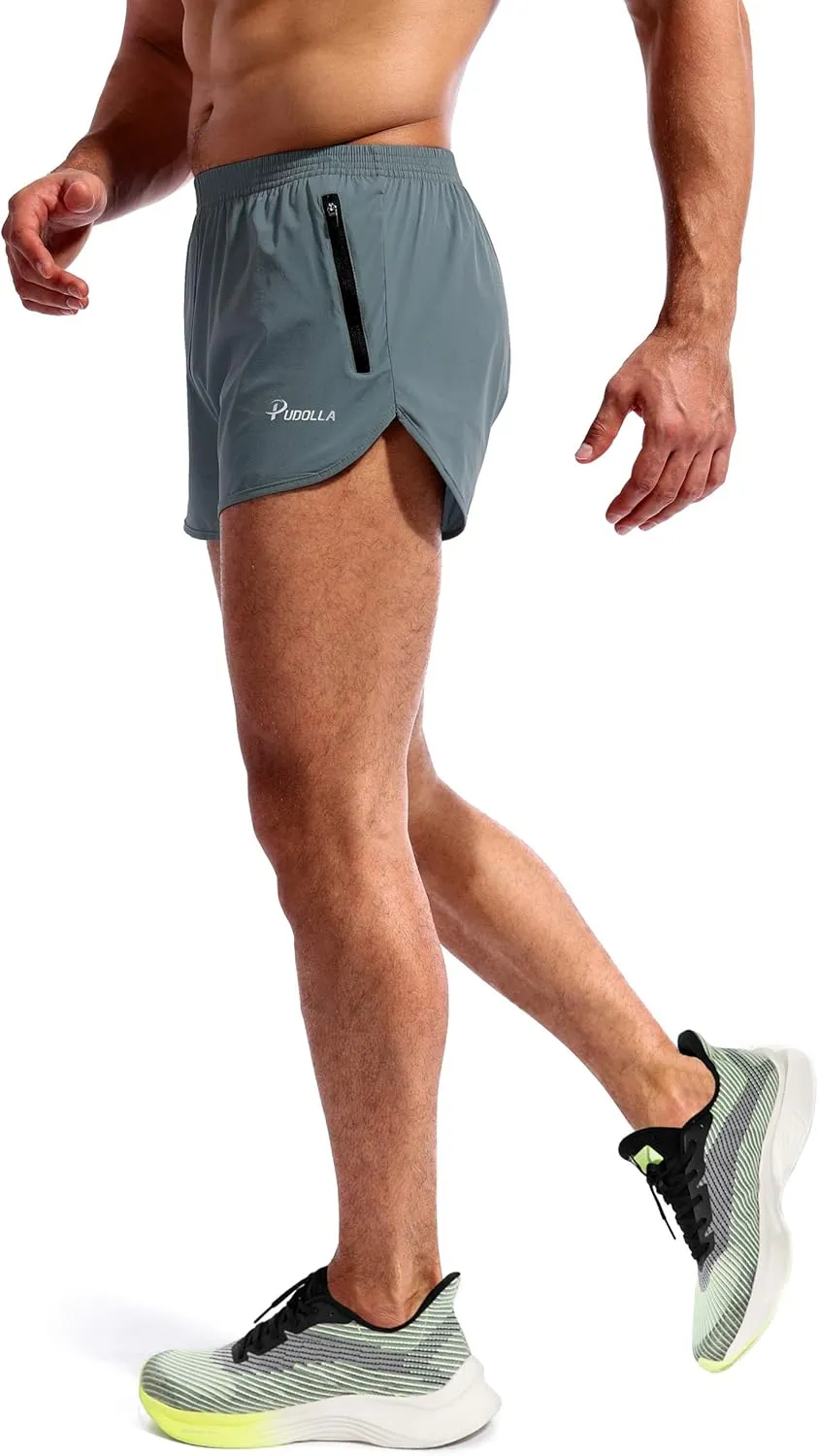 Pudolla Men’s Running Shorts 3 Inch Quick Dry Gym Athletic Workout Shorts for Men with Zipper Pockets